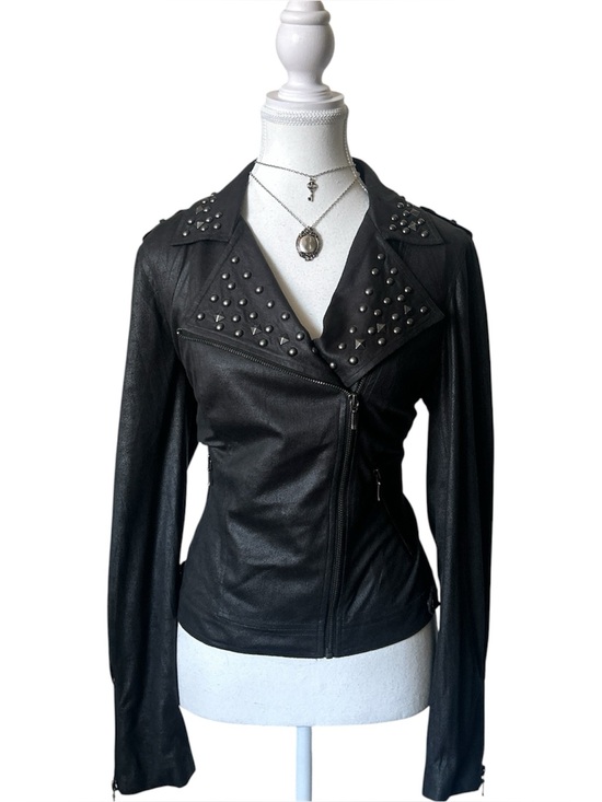 Bianca Nygard Jackets & Blazers - Y2K Grunge “Bianca Nygard” Grey Studded Asymmetrical Zip-up Jacket